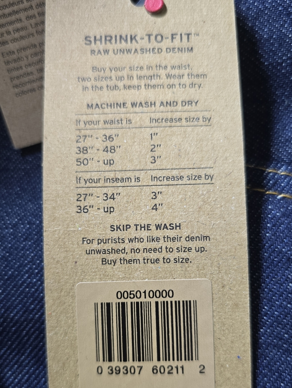 Levi’s 501 Original Shrink-to-Fit Rigid Jeans Men 36x38 Straight Leg NWT - Picture 4 of 4